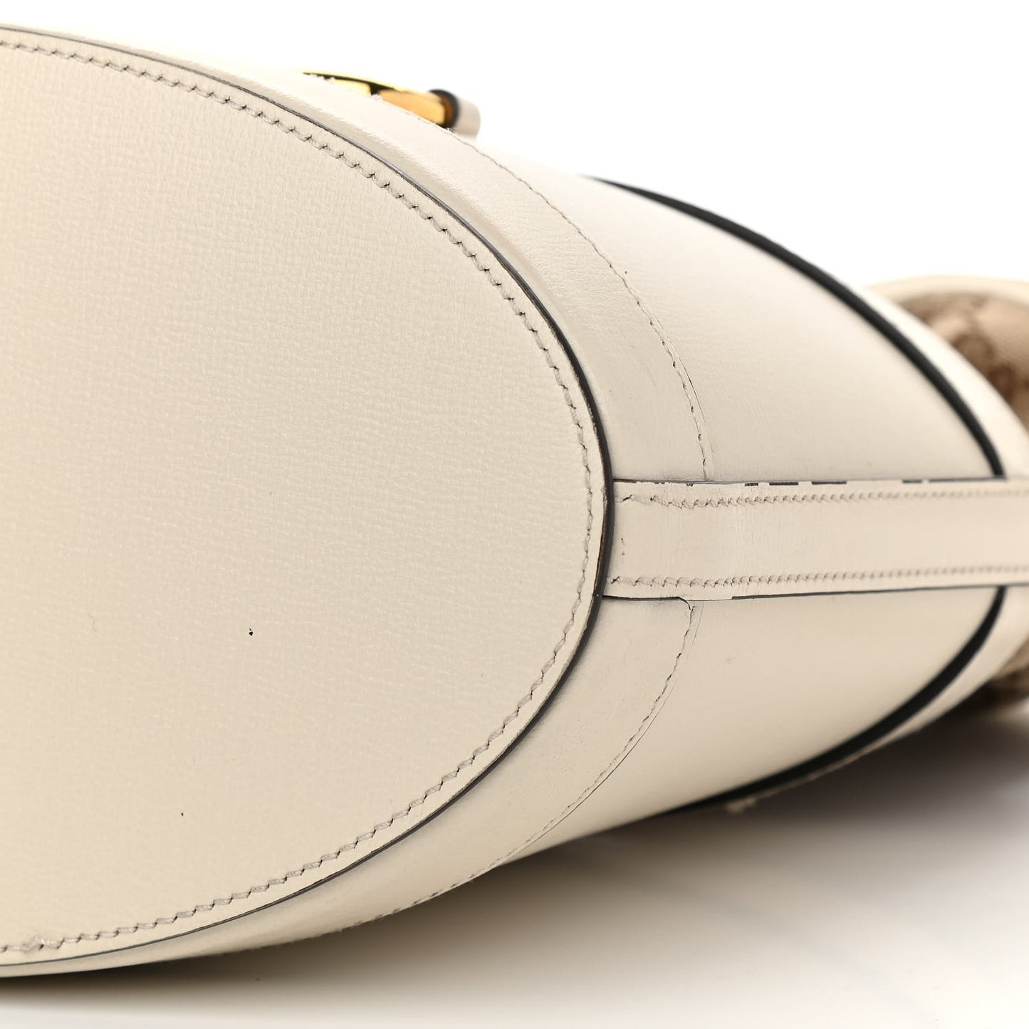 Monogram Textured Calfskin Horsebit 1955 Drawstring Bucket Bag Beige Mystic White