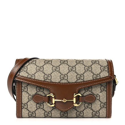 Gucci GG Supreme Monogram Mini Horsebit 1955 Shoulder Bag Beige Brown Sugar 1 of 9