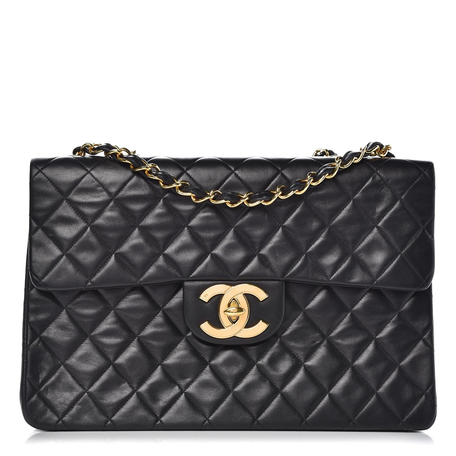 Chanel Lambskin Quilted XL Jumbo Single Flap Black 1 of 8