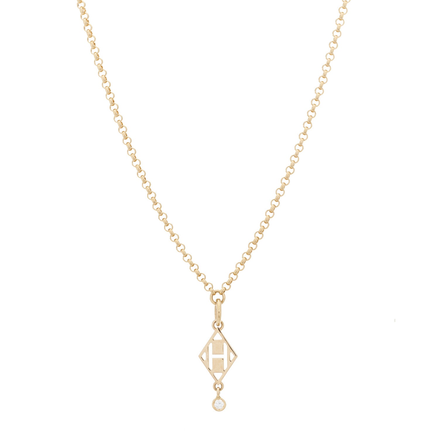 Hermes 18K Rose Gold Diamond Gambade Pendant Necklace 1 of 5
