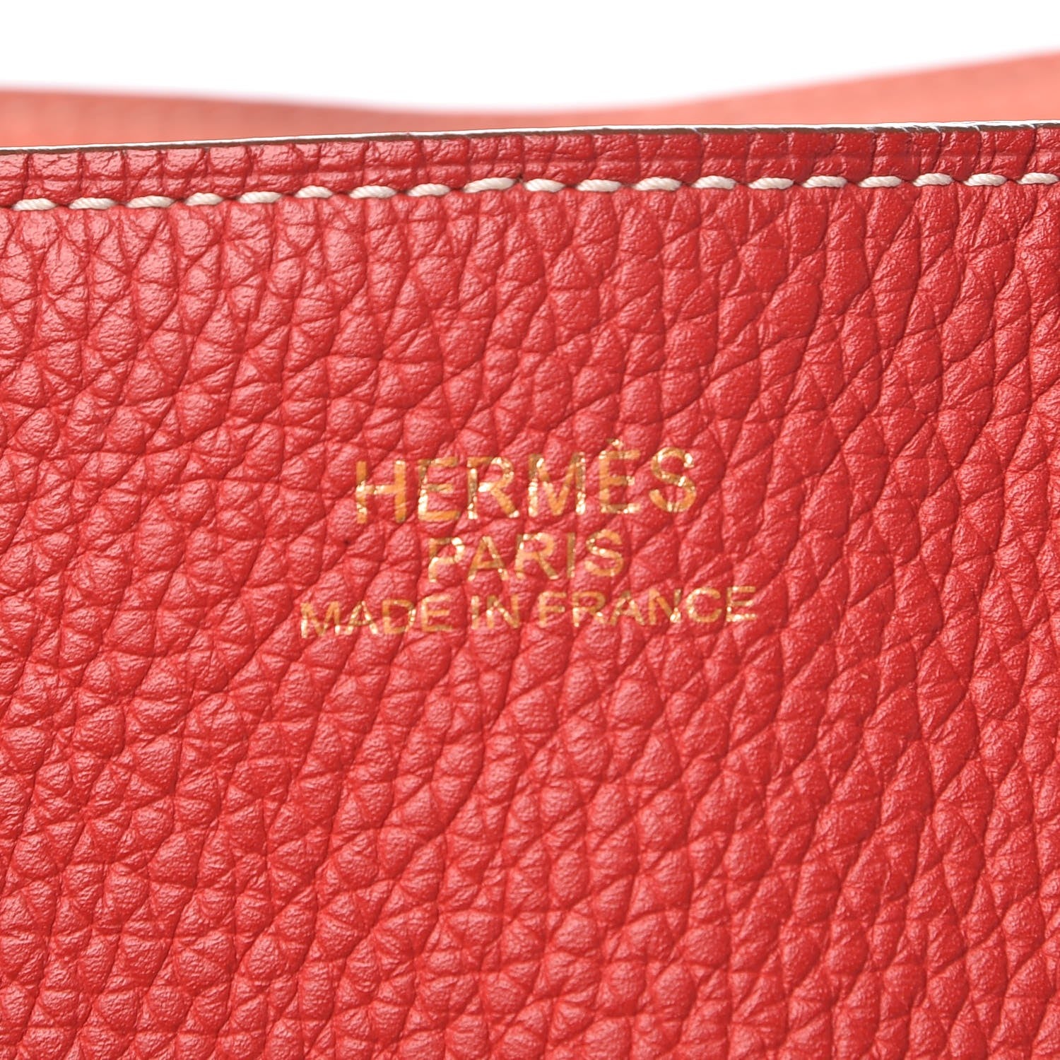 Hermes Taurillon Clemence Double Sens 45 Reversible Tote Rouge Casaque Crevette 9 of 13