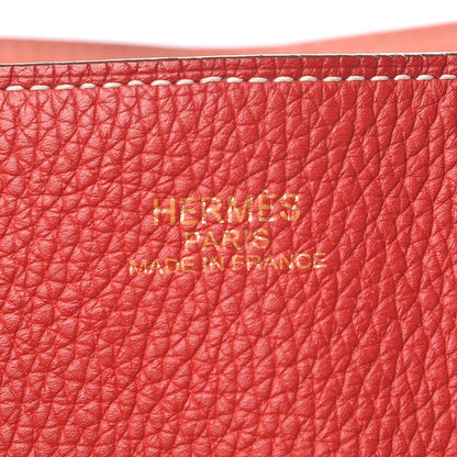 Hermes Taurillon Clemence Double Sens 45 Reversible Tote Rouge Casaque Crevette 9 of 13