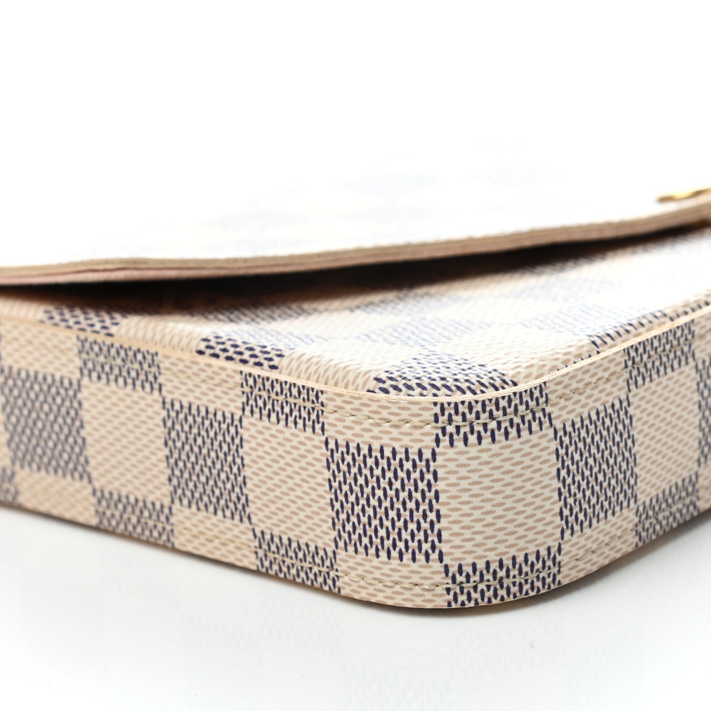 Damier Azur Pochette Felicie Chain Wallet Rose Ballerine