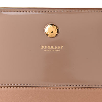 Burberry Patent Smooth Calfskin Paneled Medium Two Handle Title Bag Tan 7 of 10