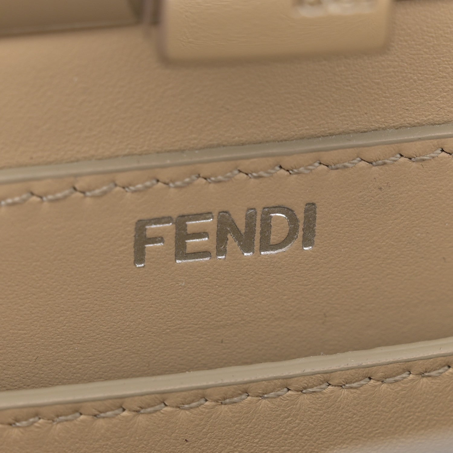 Fendi Patent Petite Peekaboo Cut Beige Amid 6 of 14