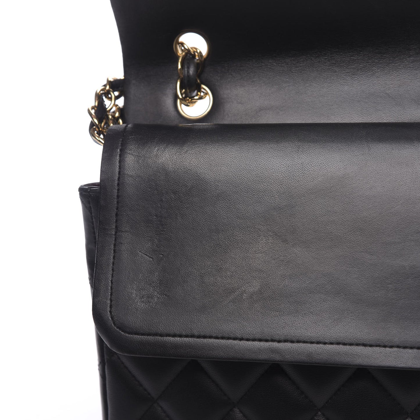 Lambskin Quilted Maxi Double Flap Black