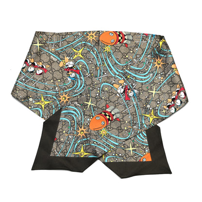 Gucci X DISNEY Silk Twill Donaldino Neck Bow Scarf Beige Sky Blue 1 of 4
