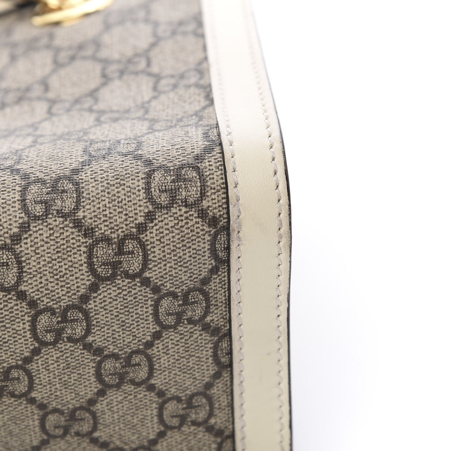 GG Supreme Monogram Moon Calfskin Small Padlock Tote Beige Ebony Mystic White
