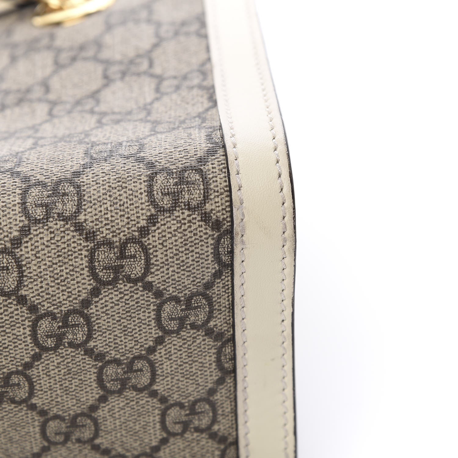 Gucci GG Supreme Monogram Moon Calfskin Small Padlock Tote Beige Ebony Mystic White 10 of 12