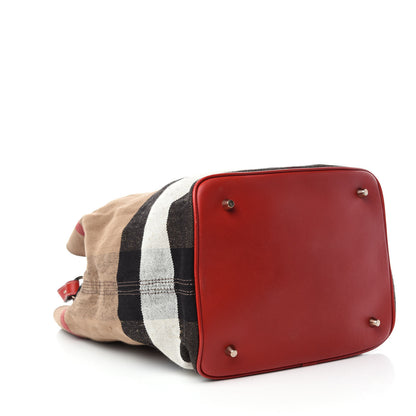 Burberry Canvas Mega Check Medium Susanna Hobo Red 4 of 11