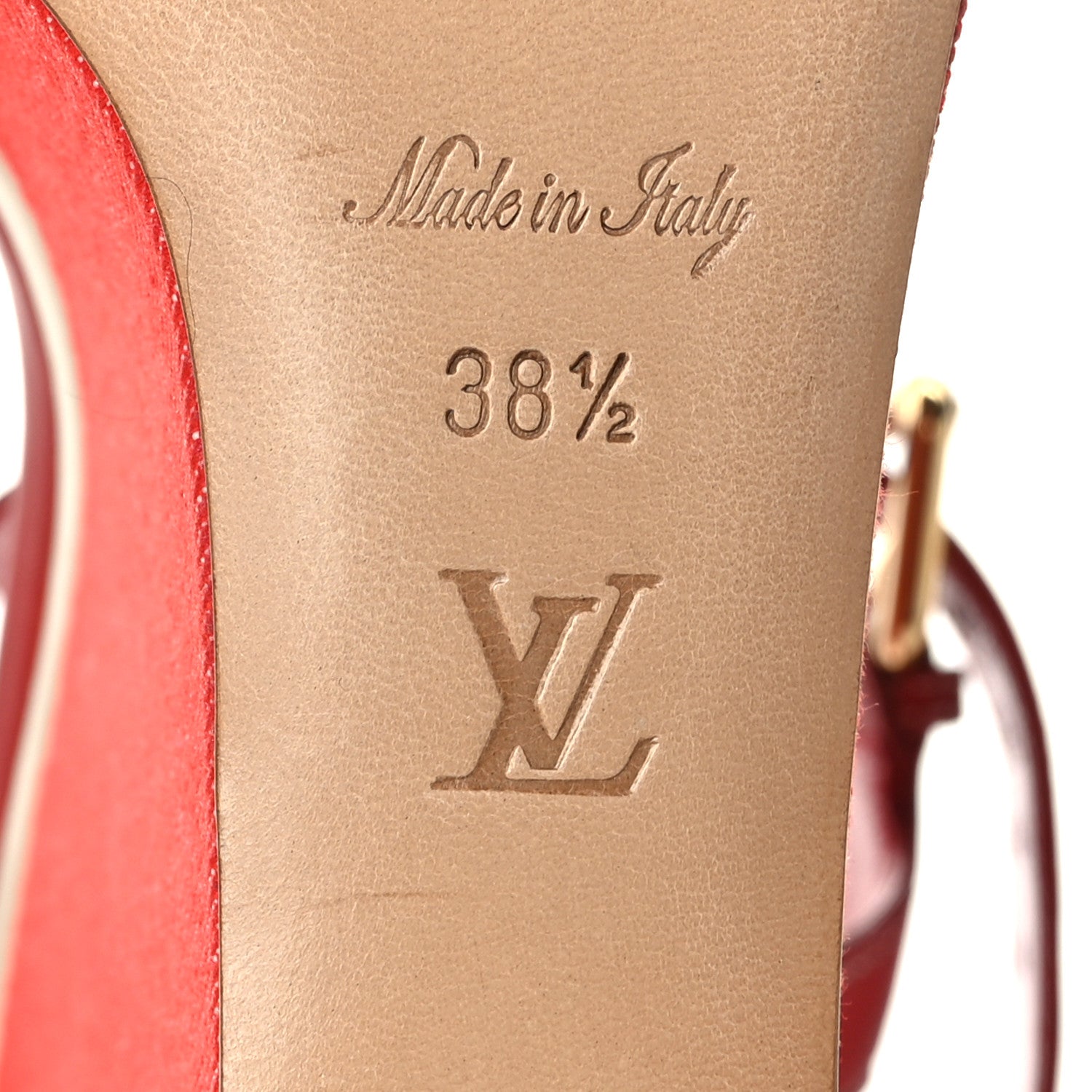 Louis Vuitton Canvas Waterfall Wedge Sandals 38.5 Red 9 of 9