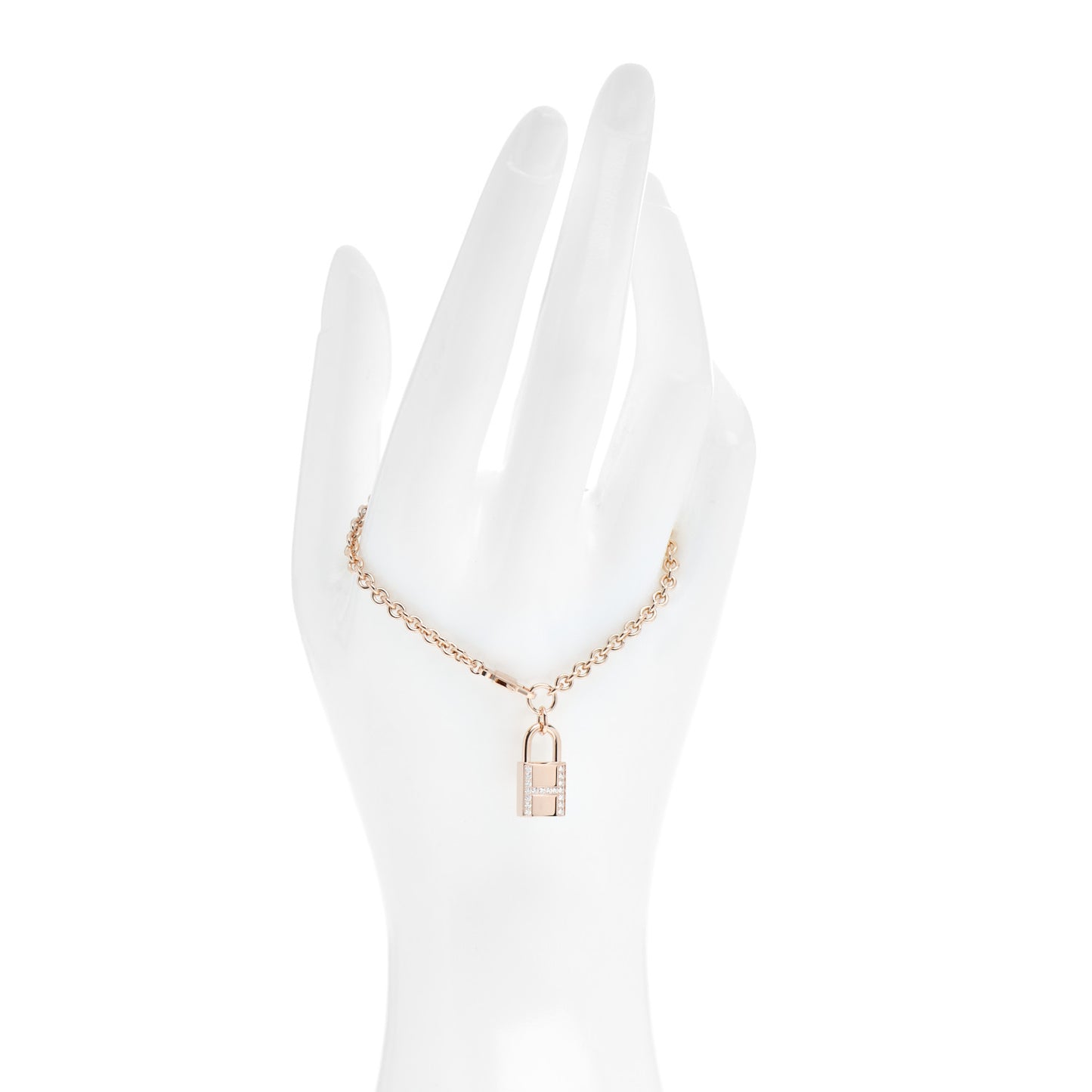 18K Rose Gold Diamond Amulettes Cadenas Bracelet SH