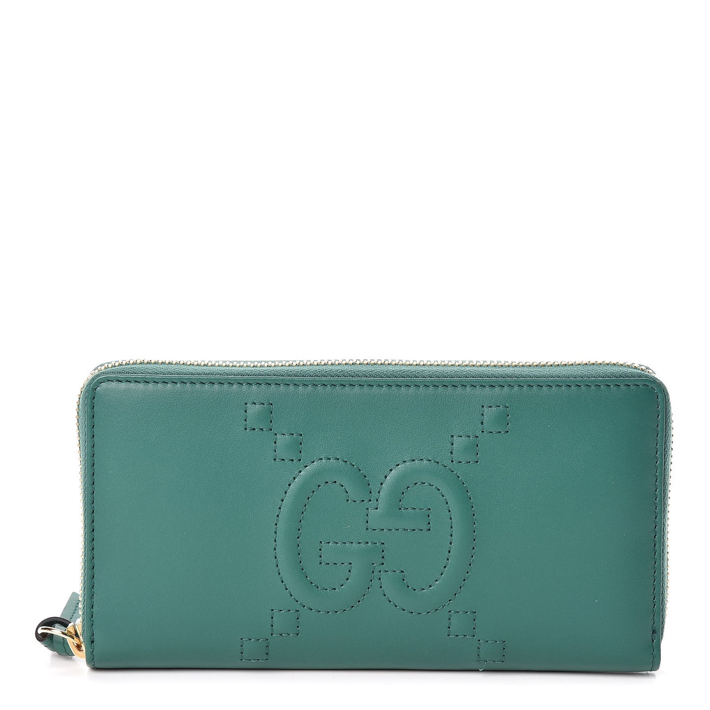 Apollo Calfskin GG Dadini Embroidered Zip Around Wallet Emerald