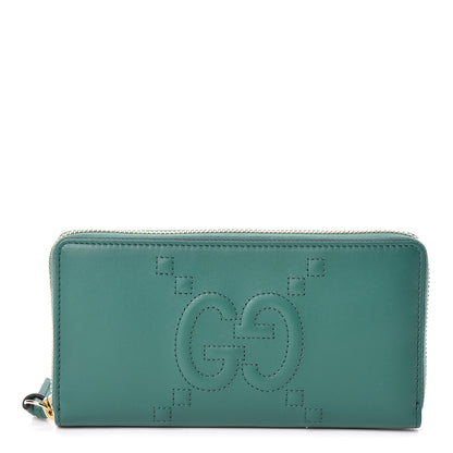 Gucci Apollo Calfskin GG Dadini Embroidered Zip Around Wallet Emerald 1 of 9