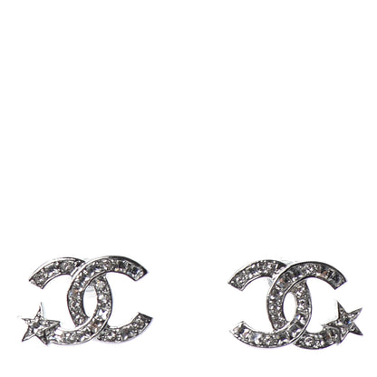 Chanel Crystal CC Starfall Earrings Silver 1 of 5