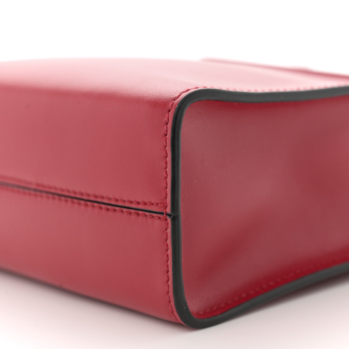 Soft Calfskin Triangle Logo Embossed Small Double Handle Crossbody Tote Rosso