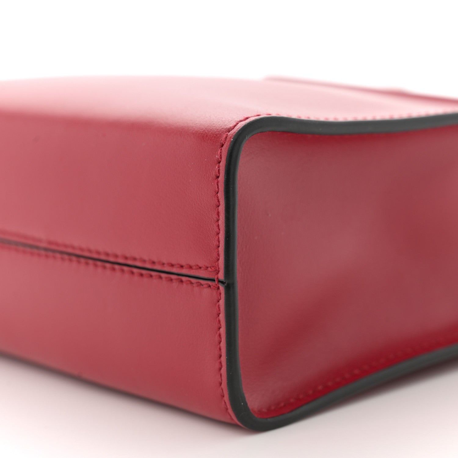 Prada Soft Calfskin Triangle Logo Embossed Small Double Handle Crossbody Tote Rosso 10 of 10