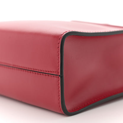 Prada Soft Calfskin Triangle Logo Embossed Small Double Handle Crossbody Tote Rosso 10 of 10