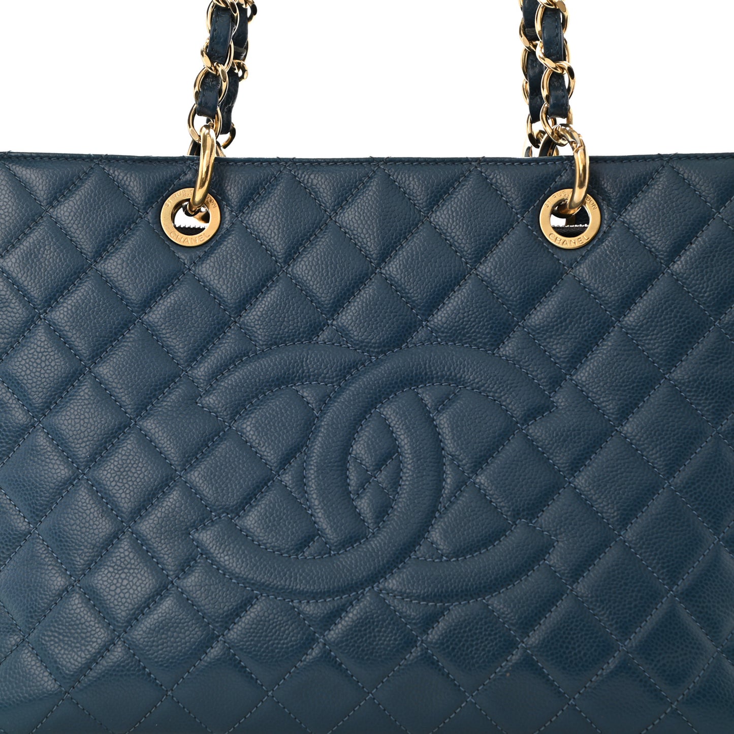 Caviar Quilted Grand Shopping Tote GST Dark Blue