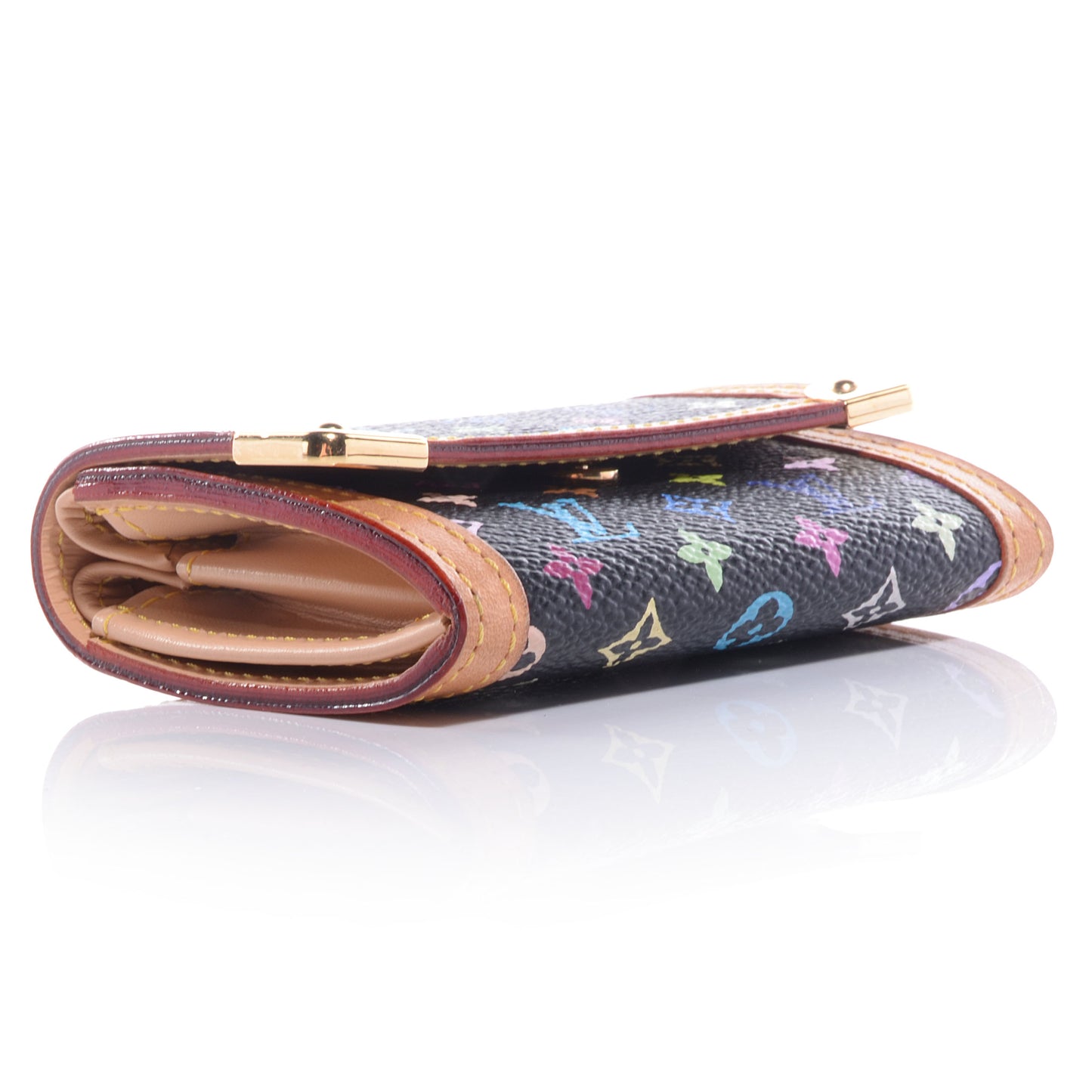 Monogram Multicolor Porte-Monnaie Plat Coin Purse Black