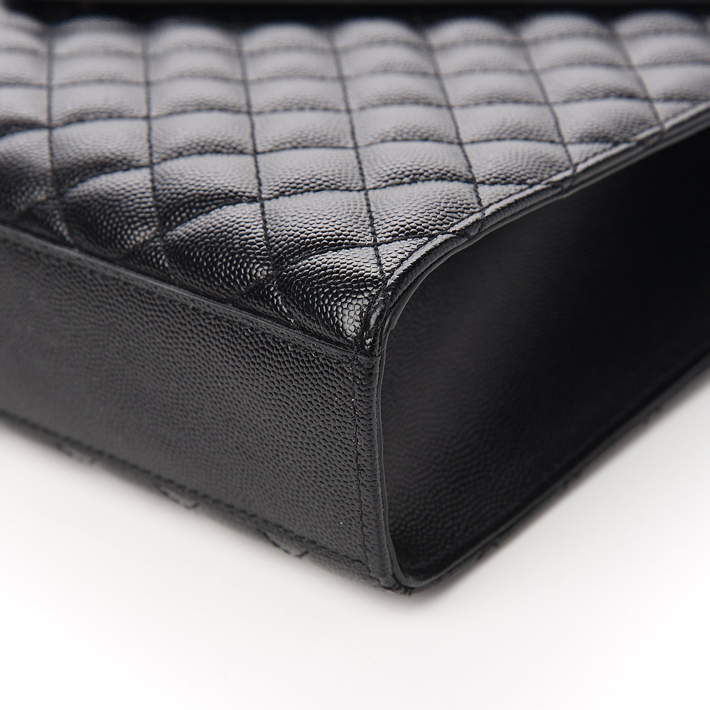 Grain De Poudre Textured Mixed Matelasse Large Triquilt Monogram Monochrome Satchel Black
