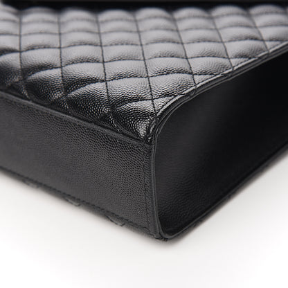 Saint Laurent Grain De Poudre Textured Mixed Matelasse Large Triquilt Monogram Monochrome Satchel Black 8 of 9