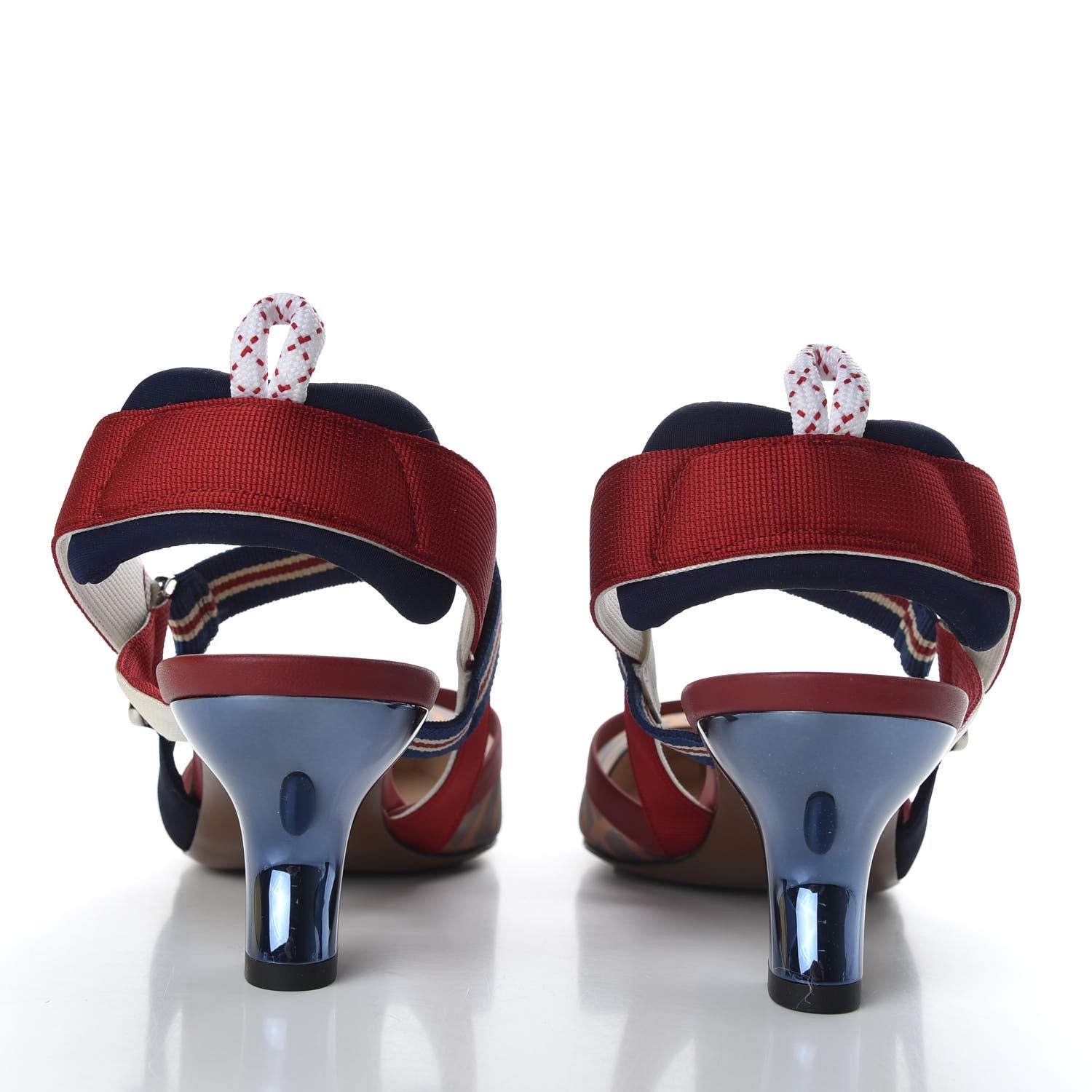 Fendi Technical Mesh FF Colibri 55mm Slingback Pumps 40 Tobacco Moro Zaffiro Ciliegia Rosso 6 of 9