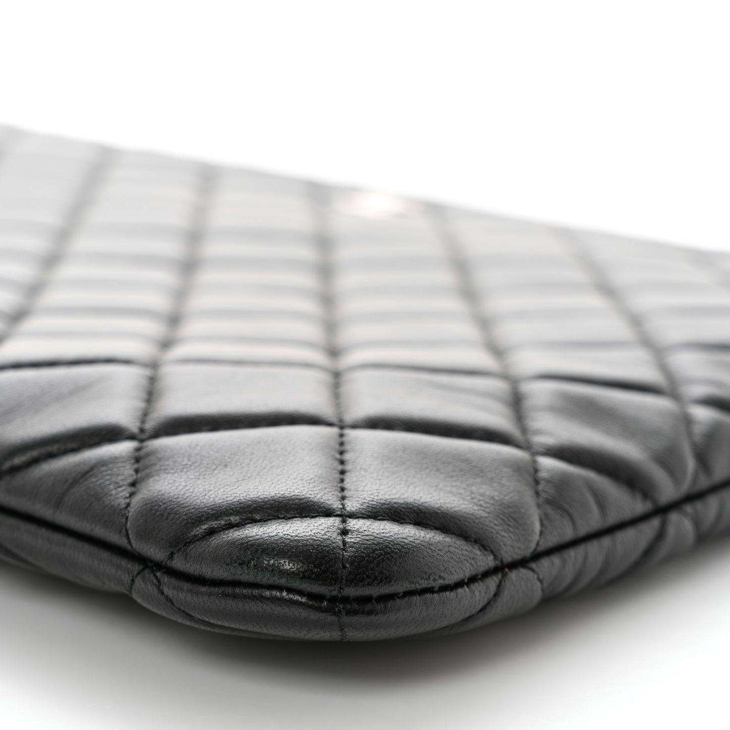 Lambskin Quilted Large Cosmetic Case Black
