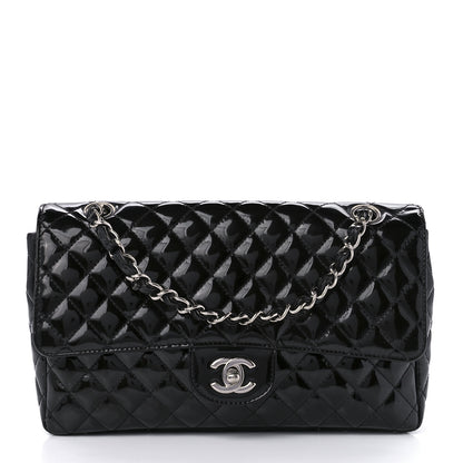 Chanel Patent Quilted Secret Label Medium Flap Black 1 of 10