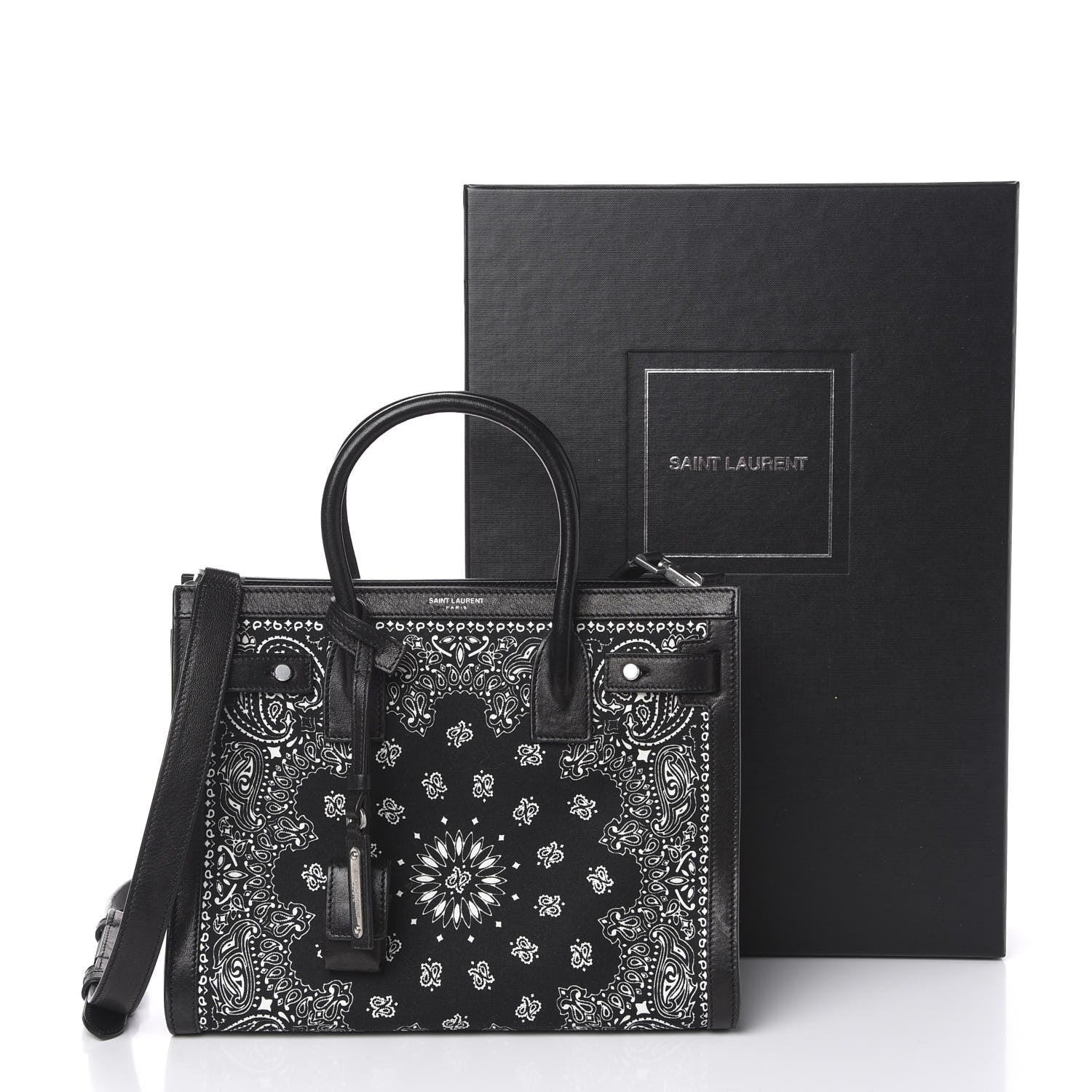 Saint Laurent Calfskin Cotton Bandana Baby Sac De Jour Black 9 of 9