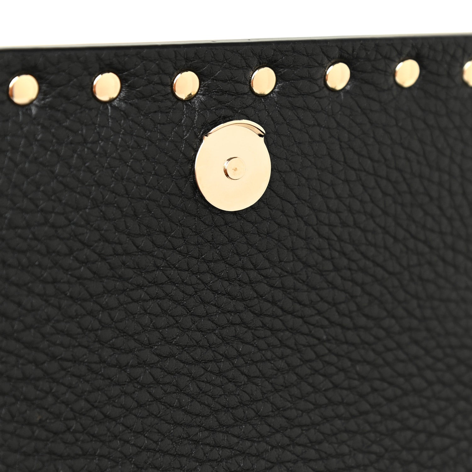 Valentino Garavani Pebbled Calfskin Rockstud Flap Wallet On Chain Black 11 of 12