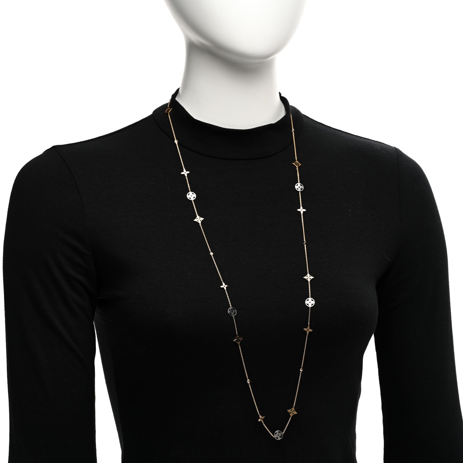 Louis Vuitton 18K Yellow White Rose Gold Diamond Idylle Blossom Station Necklace 2 of 4