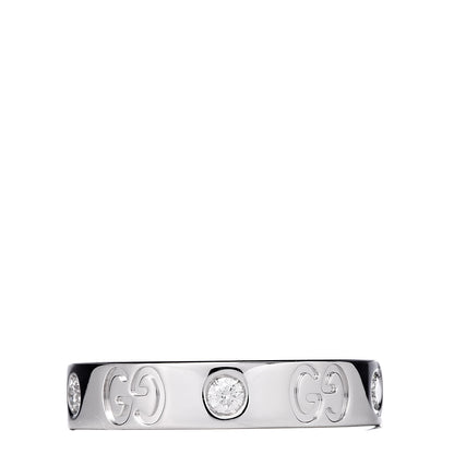 Gucci 18K White Gold Diamond Icon Thin Band Ring 49 4.75 1 of 6