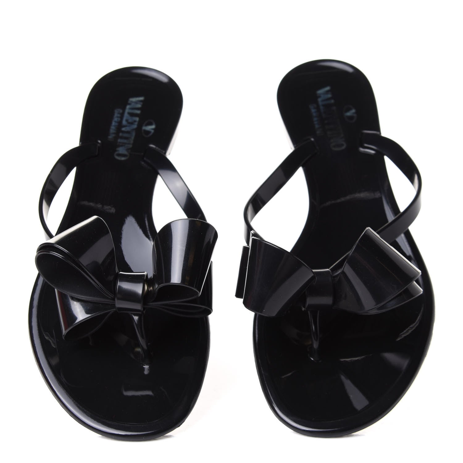 Valentino Garavani PVC Jelly Bow Thong Sandals 38 Black 5 of 9