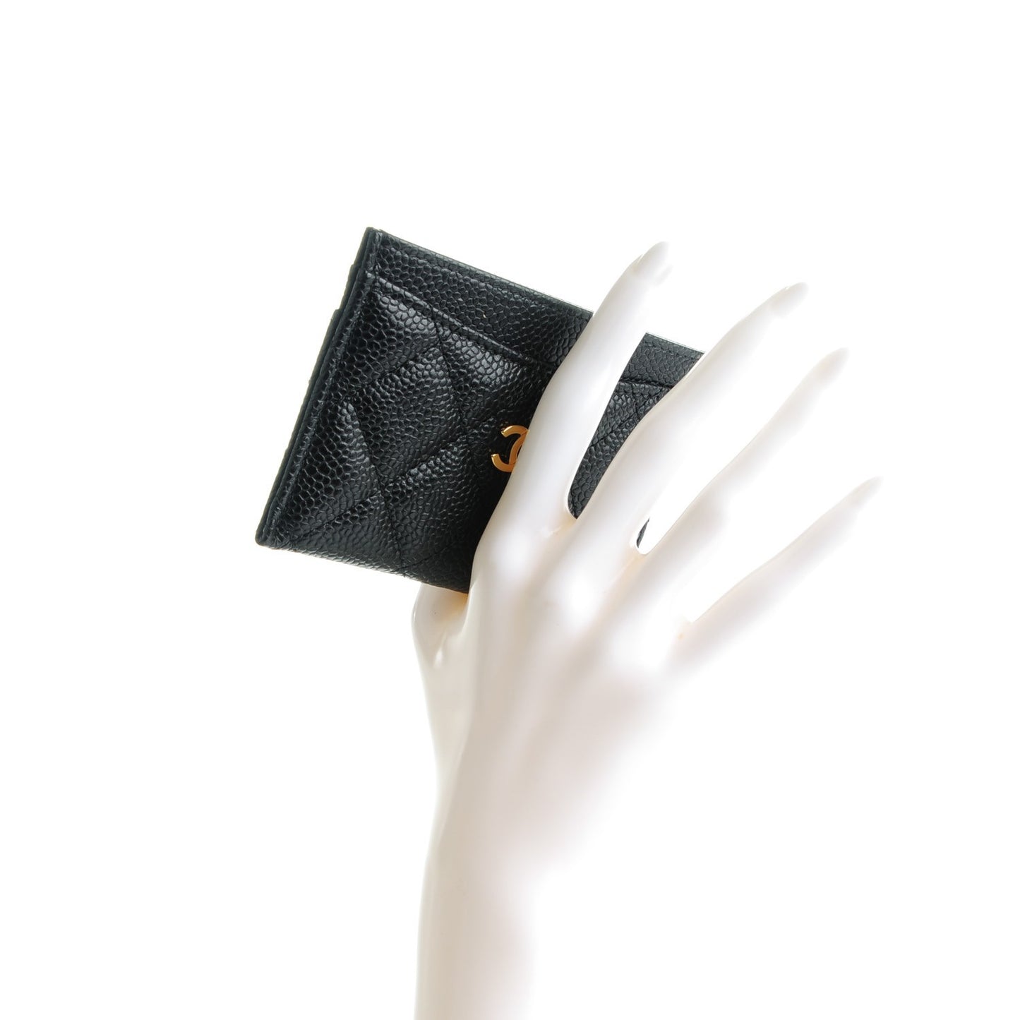 Caviar Quilted Card Holder Black