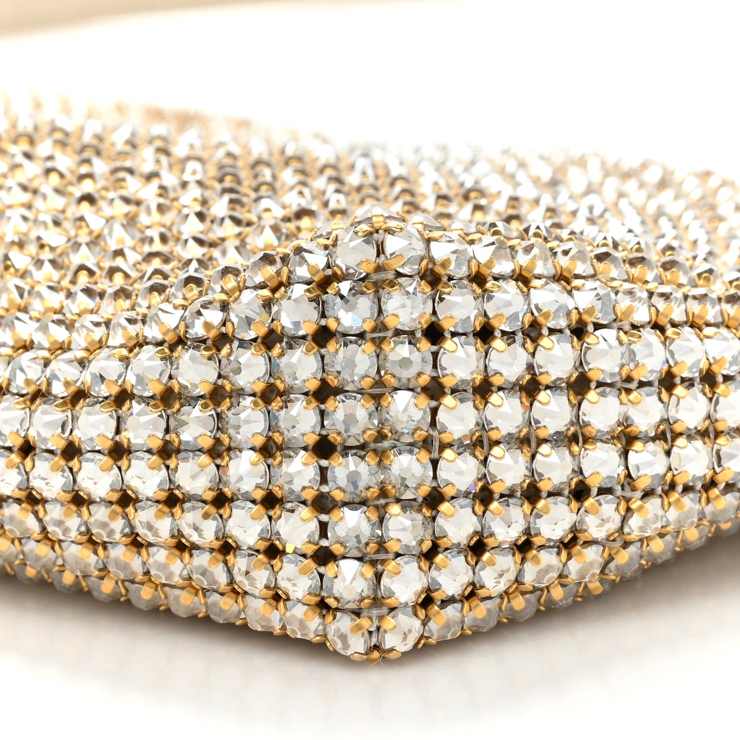 Crystal Strass Embellished Satin Suzanne Shoulder Bag Silver