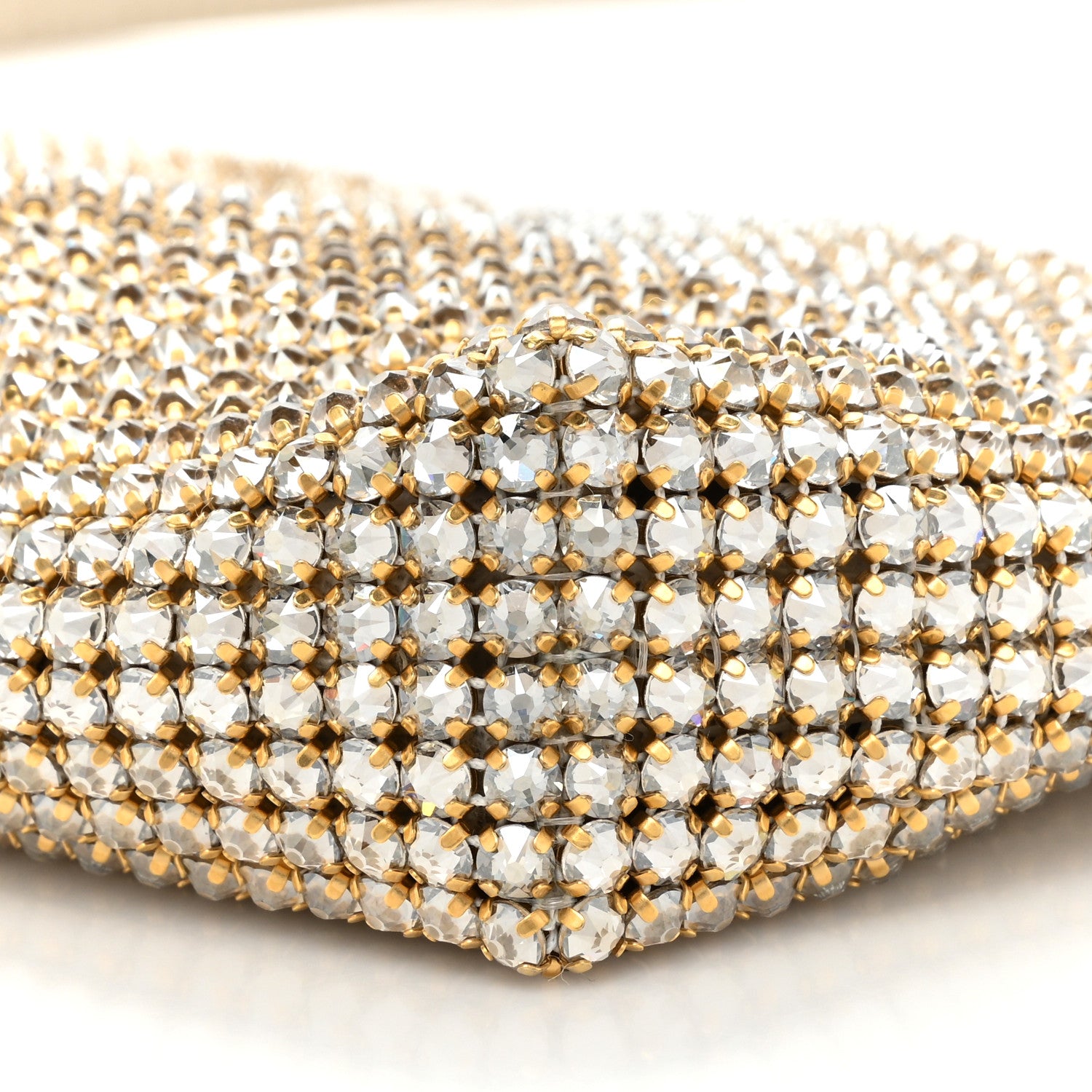Saint Laurent Crystal Strass Embellished Satin Suzanne Shoulder Bag Silver 7 of 8