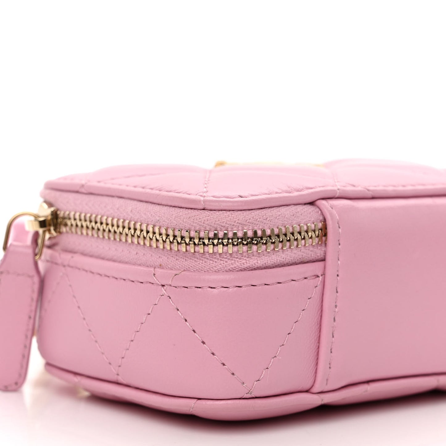 Lambskin Quilted Mini Lacquered Chain Clutch Pink