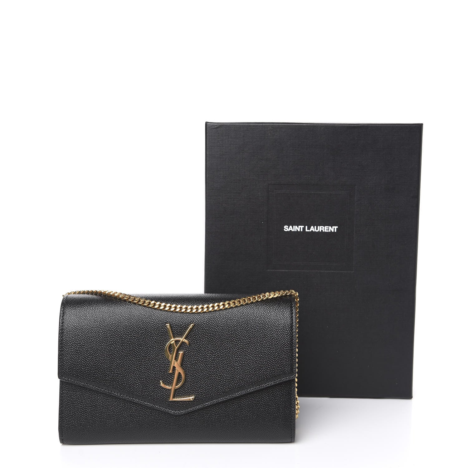 Saint Laurent Grain De Poudre Uptown Chain Wallet Black 11 of 11