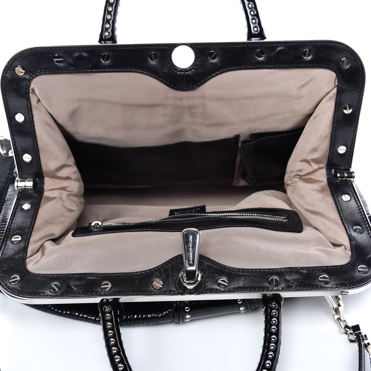 Versace Patent Embossed Frame Satchel Black 6 of 12