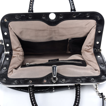 Versace Patent Embossed Frame Satchel Black 6 of 12