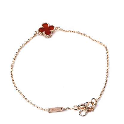Van Cleef & Arpels 18K Rose Gold Carnelian Sweet Alhambra Bracelet 3 of 7