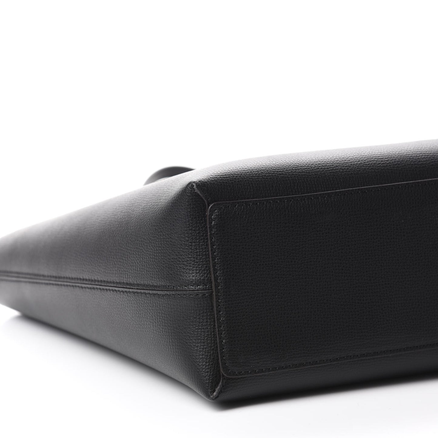 Grainy Calfskin Haymarket Check Medium Reversible Tote Black