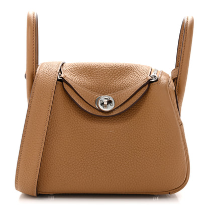 Hermes Taurillon Clemence Mini Lindy 20 Biscuit 1 of 11