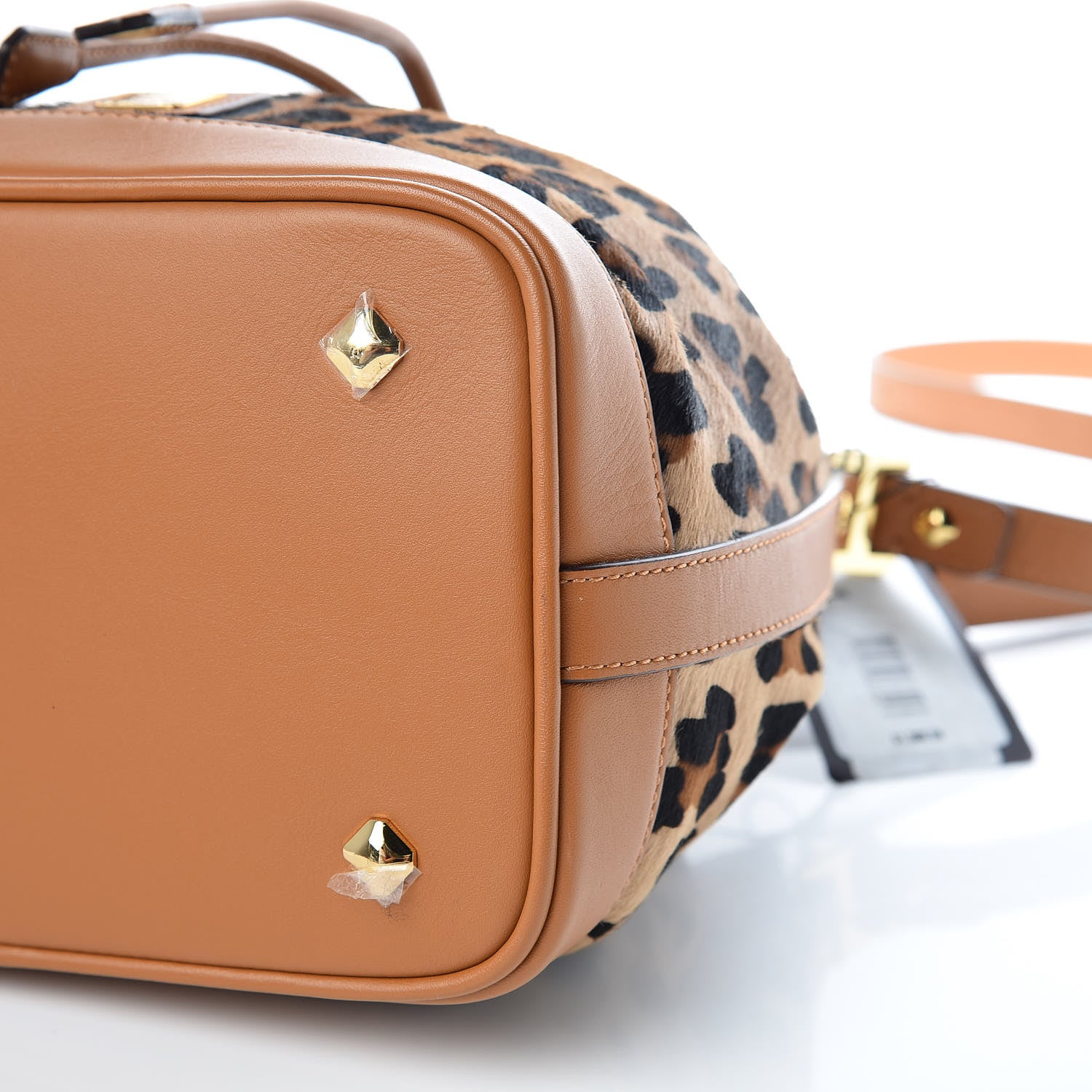 MCM Calf Hair Calfskin Small Drawstring Bucket Bag Leopard 9 of 9