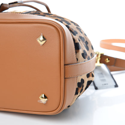 MCM Calf Hair Calfskin Small Drawstring Bucket Bag Leopard 9 of 9