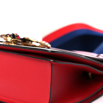 Gucci Calfskin Sylvie Web Small Queen Margaret Top Handle Bag Blue Agata Hibiscus Red Mystic White Sugar Pink 11 of 16