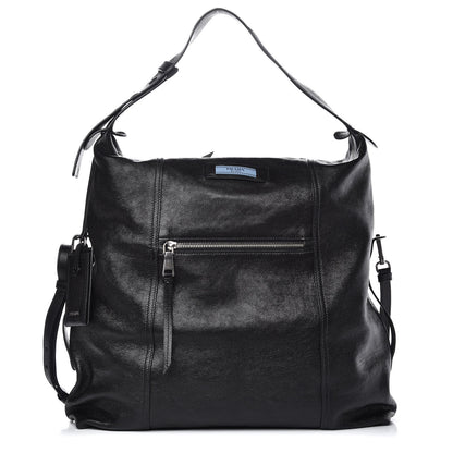 Prada Glace Calf Etiquette Hobo Black 1 of 10