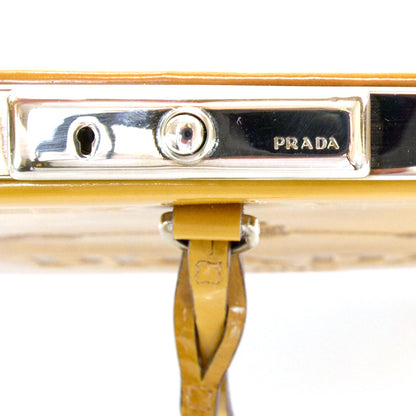 Prada Spazzolato Logo Print Framed Bag Ambra 5 of 9