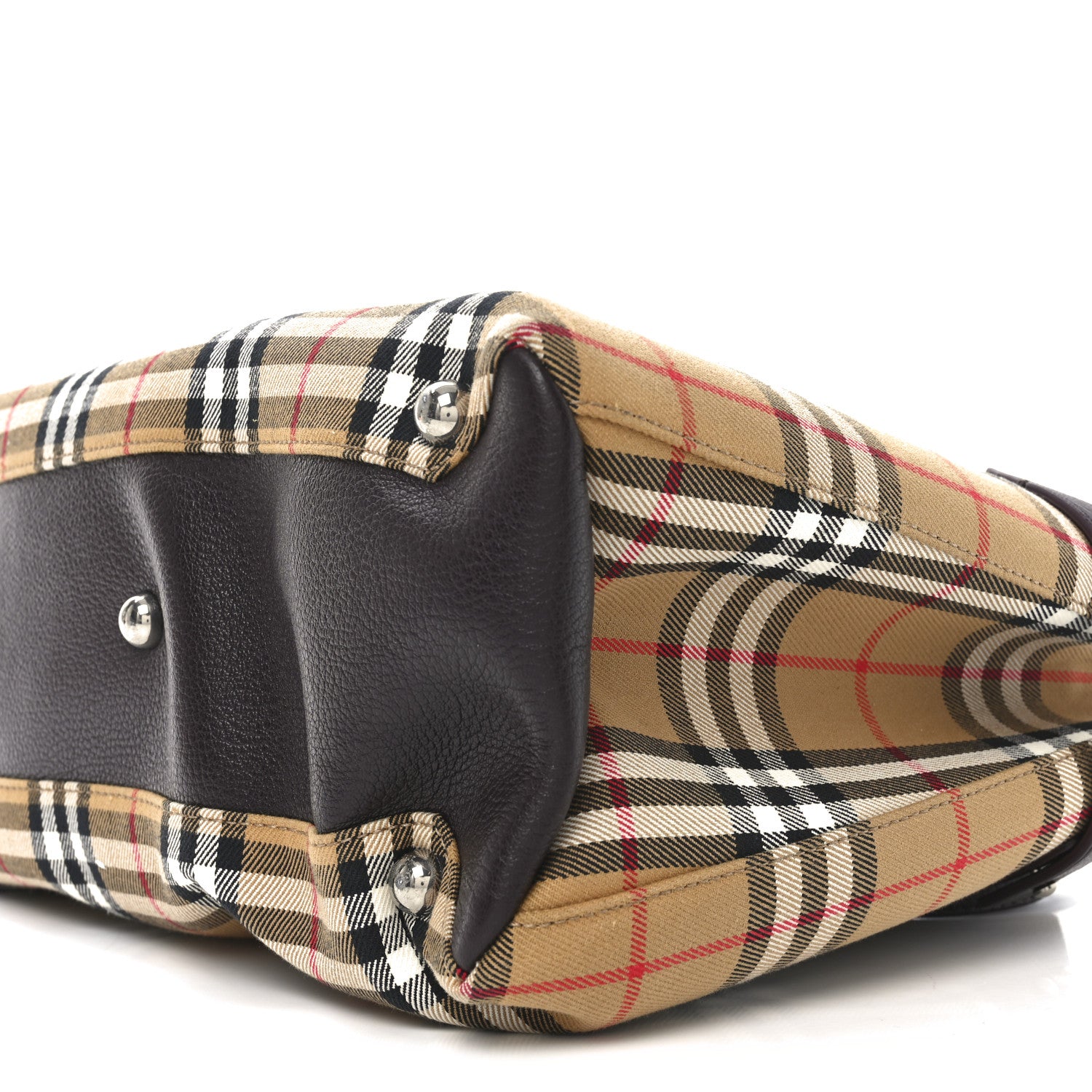 Burberry Goatskin Vintage Check Medium Banner Tote Deep Claret 10 of 10